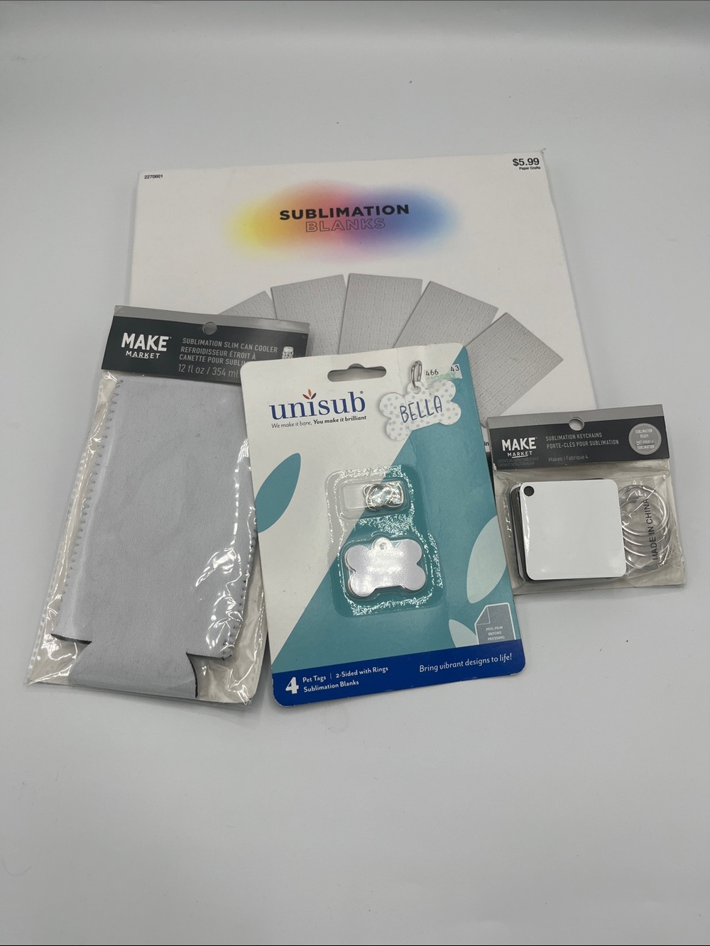 Blank sublimation White Puzzle Boards Can Cooler Dog tags Key chains